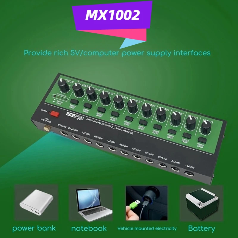 10 Channels Stereo Headphone Amplifier Mini Portable Ultra Low Noise Audio Amplifier Earphone Splitter