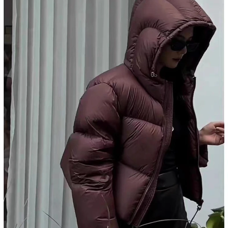 Hooded Jackets for Women Short Puffer Coats Loose Thick Warm Parka Western Style Fashion Drawstring Outerwear Winter Coat Female