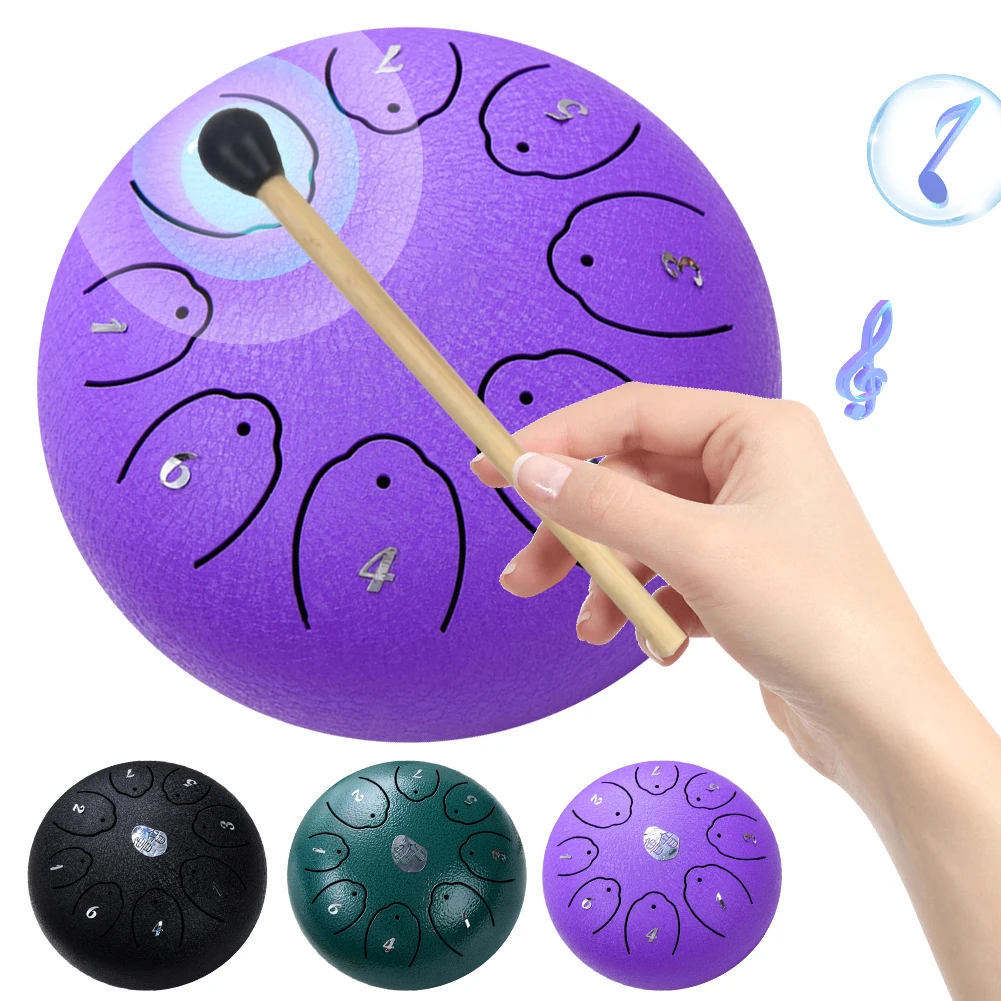 6 Inches 8 Notes Steel Tongue Drum Rain Chime Mini Handpan Drum for Yoga Meditation Unique Gift with Drumsticks Percussion/Bag