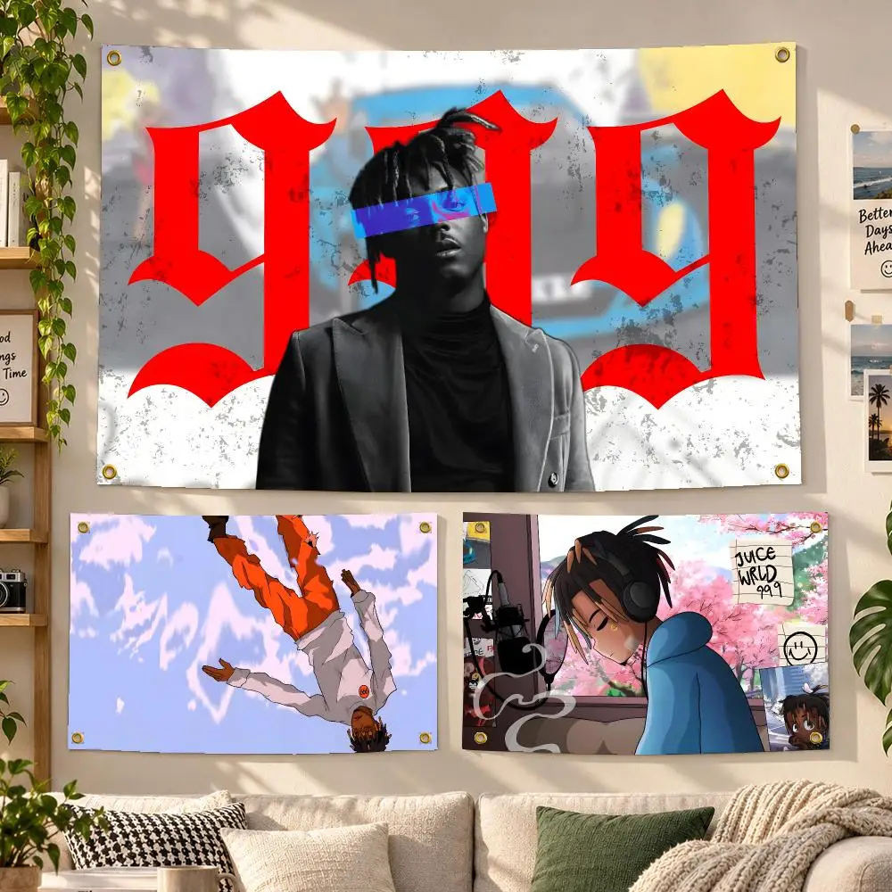 Rapper Juice WRLD Emo Rap Flags Personalized Banner Flag Room Dorm Camping Picnic Garage Bar Outdoor Wall Decor