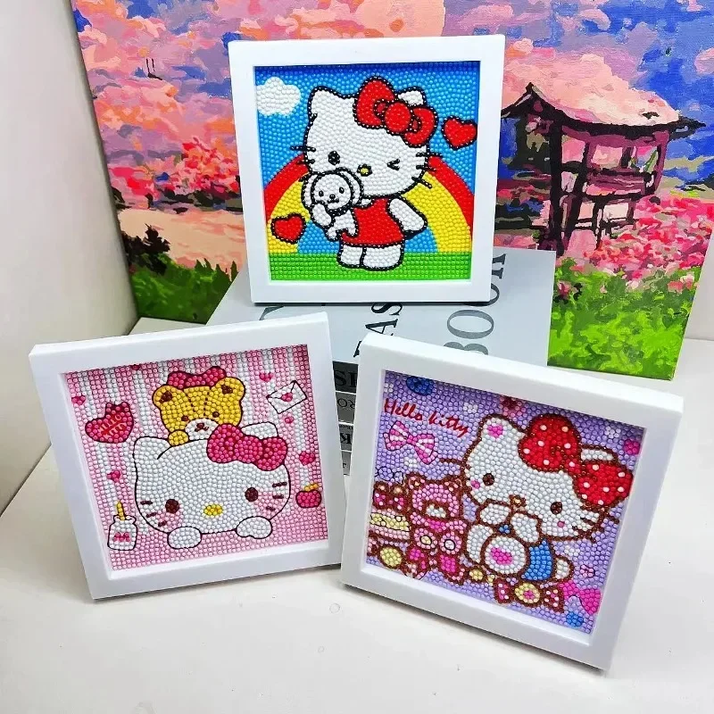 Sanrio Toys 5D Diamond Painting Cartoon Hello Kitty Kuromi Anime DIY Round Diamond Painting Room Decorations Kids Birthday Gifts