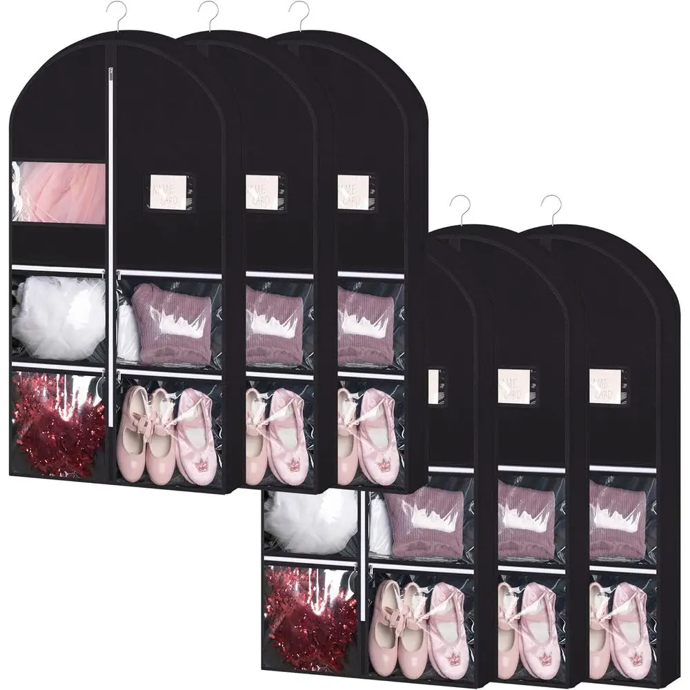 

Travel Dance Garment Bag 40 with 4 Clear Pockets & 1 Large Zipper - Black Fabric & PVC (6 Pack)