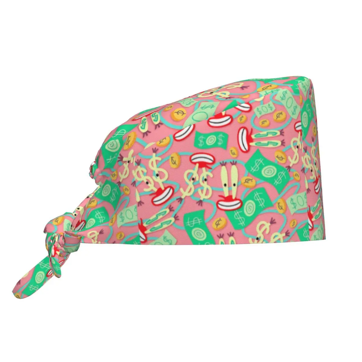 Scrub Caps S-Spongebobs Pflegekappen Unisex Damen Mr. Krabs Stylische Medizinische Mütze Verstellbarer Halter für Langes Haar Arbeitskappe