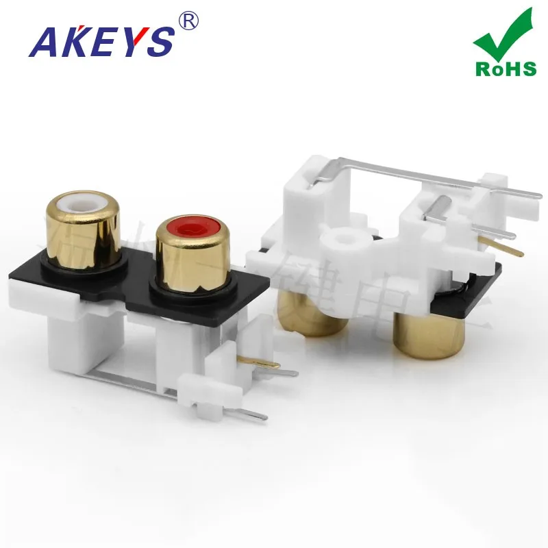 10 PCS One-click AV2-8.4-9 Gold with core socket 3 feet RCA seat Two-hole welded audio Video socket Lotus seat