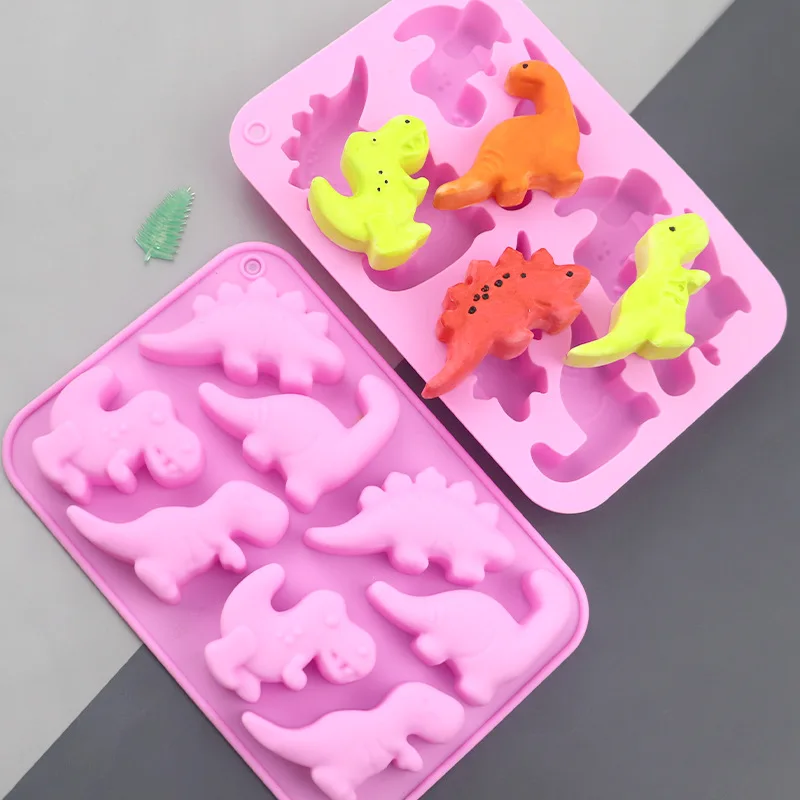 Blues Wholesale 8 Dinosaurs Cartoon Silicone Cake Mold DIY Handmade Soap Tools Children's Bread Baking