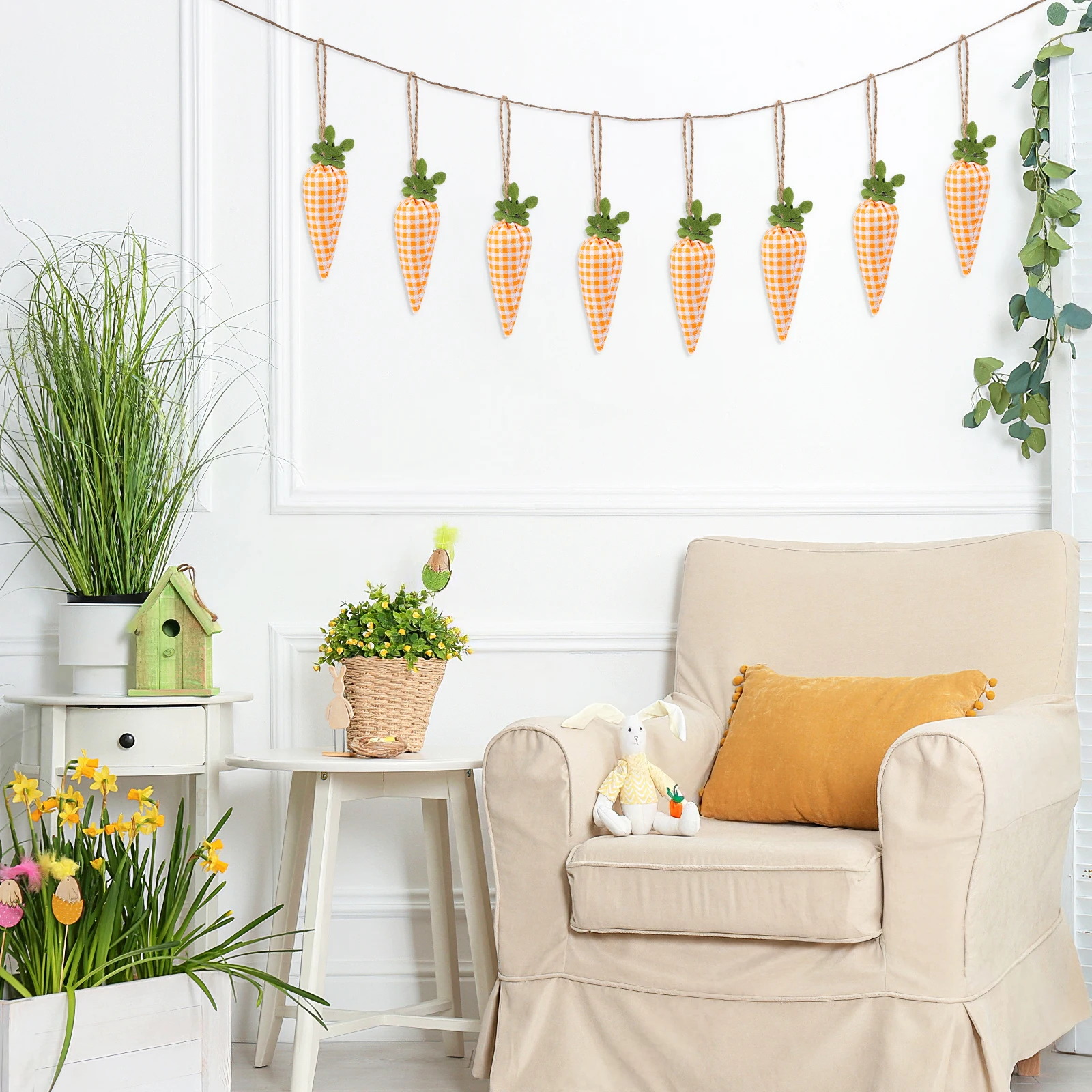 

1pc Creative Carrot Party Decoration Easter Wall Ornament Cloth Hanging Pendant For Door Fireplace Home Scene Holiday Decor