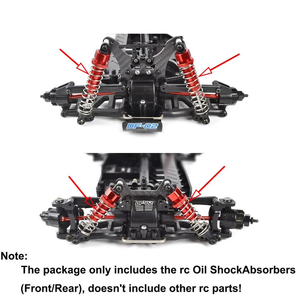 Aluminum Oil Shock Absorbers (Front/Rear) Fit for Tamiya DT-02/TT-02B/DF-02/Kyosho Ultima Dirt Master 34311 Car