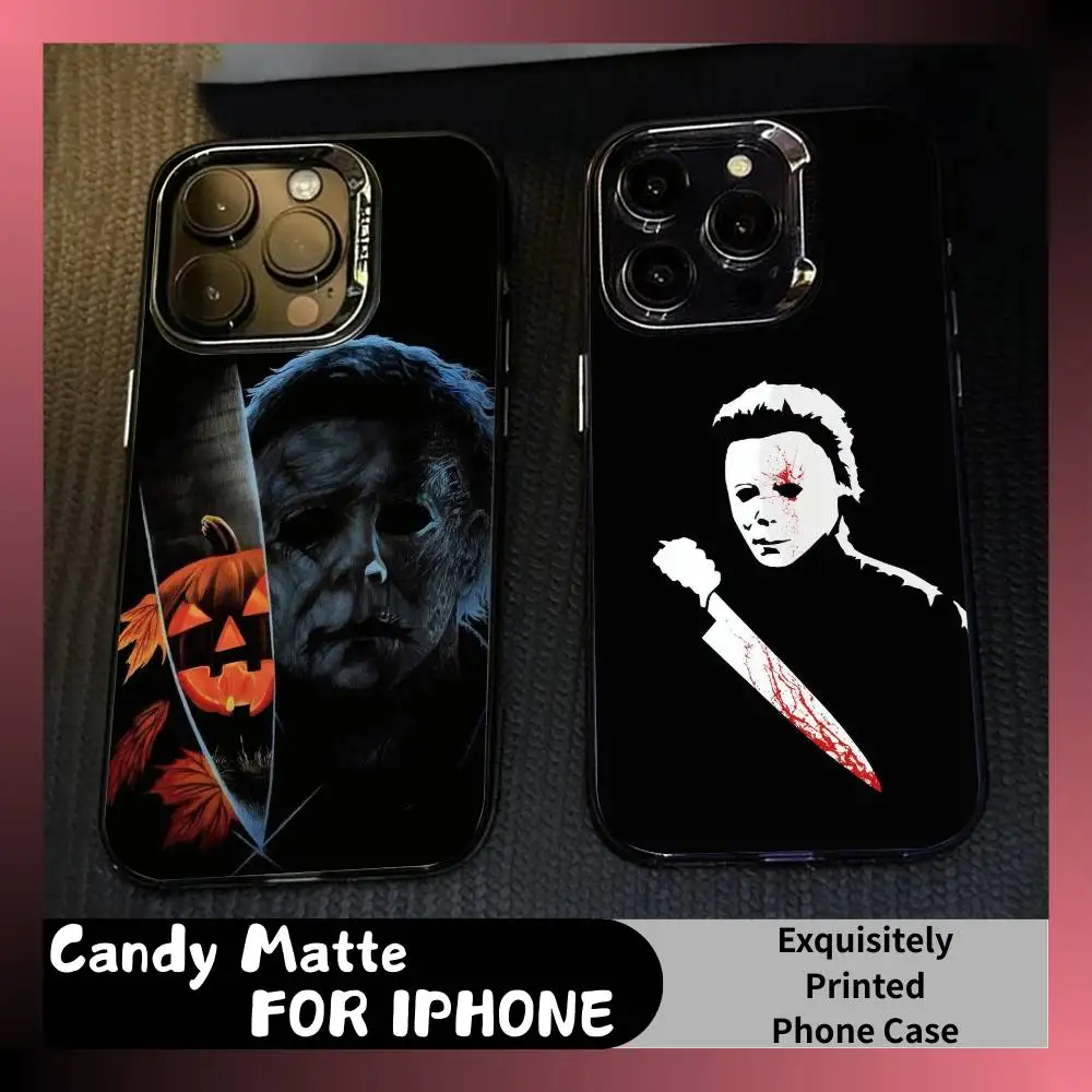 

Character Terrifying M-Michae Myers Phone Case For iPhone 16 17 15 14 12 13 Pro Max Black Candy Matte Shockproof Cover