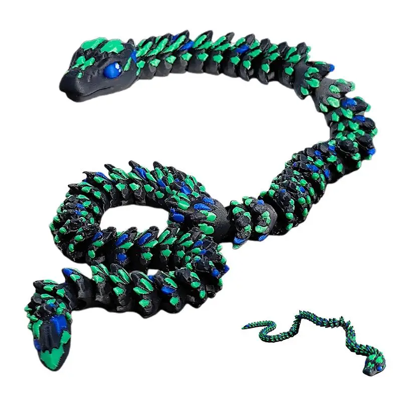 3D Printed Toy Collectible Articulated Snake Realistic Design For Kids Teens And Adults Easter Basket Stuffer Birthday Desk