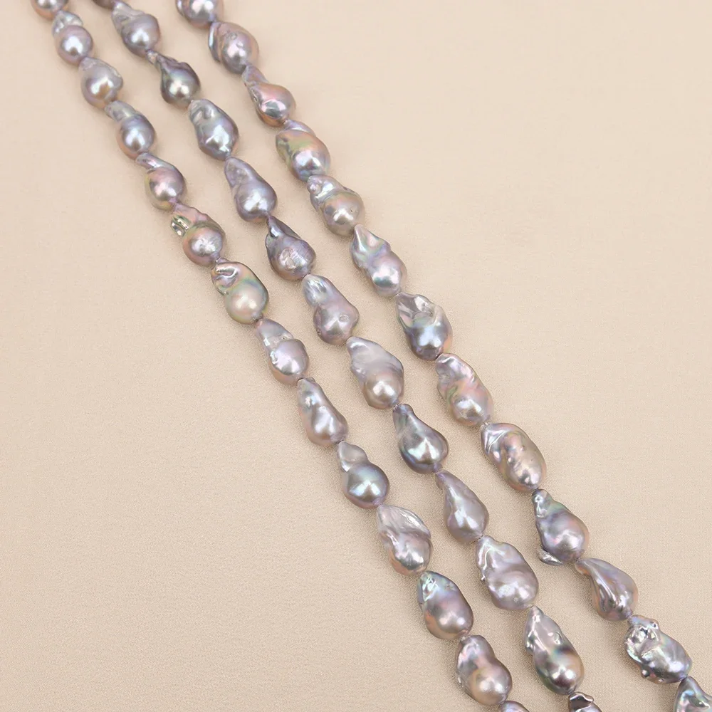 1 Strand Natural Gray Keshi Baroque Pearl Strands 16'' Loose Beads For Pearl Necklace Bracelet Jewelry DIY