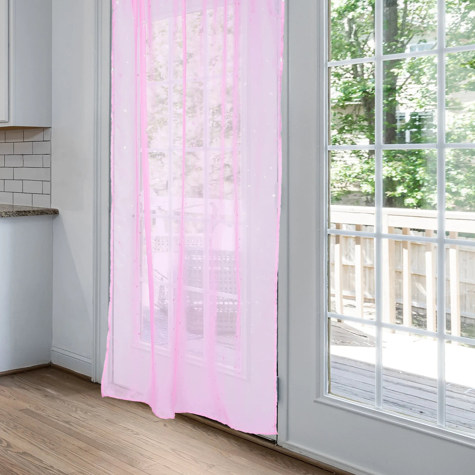 

Silver Star Sheer Curtains Voile Window Tulle Insulated Fireproof Kids Room Coverings Polyester Fabric Privacy Home Bedroom