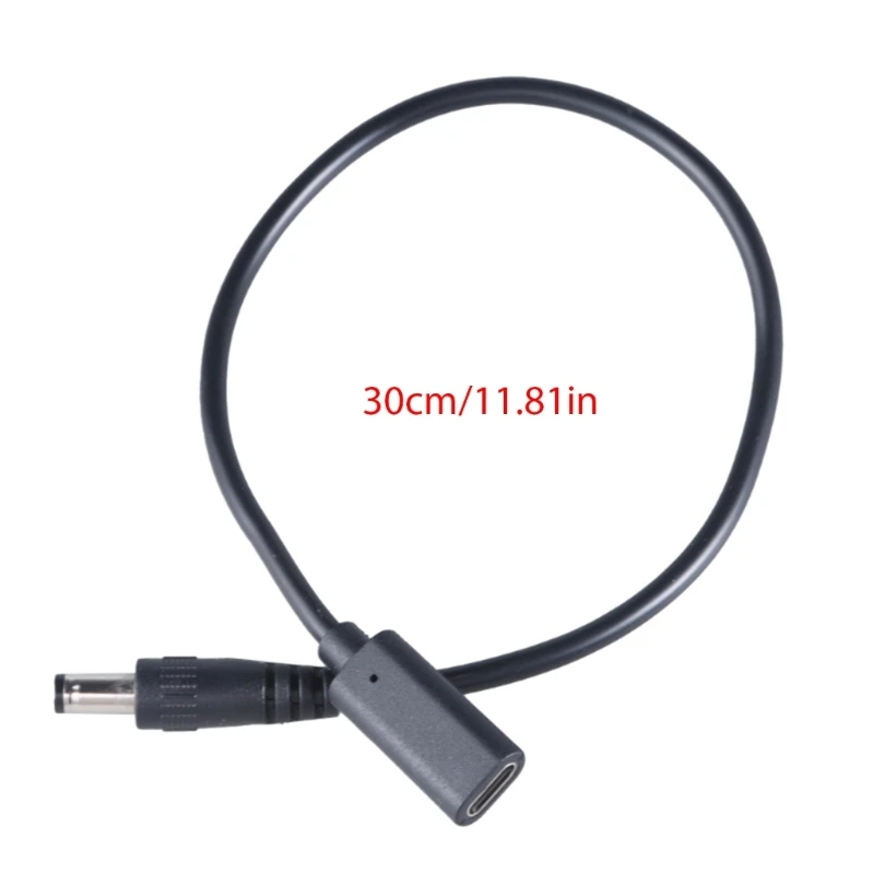 090F Loại C đến DC5525 Dây nguồn USB C nữ đến 5,5mmx2,5mm dây cáp bộ chuyển đổi nam