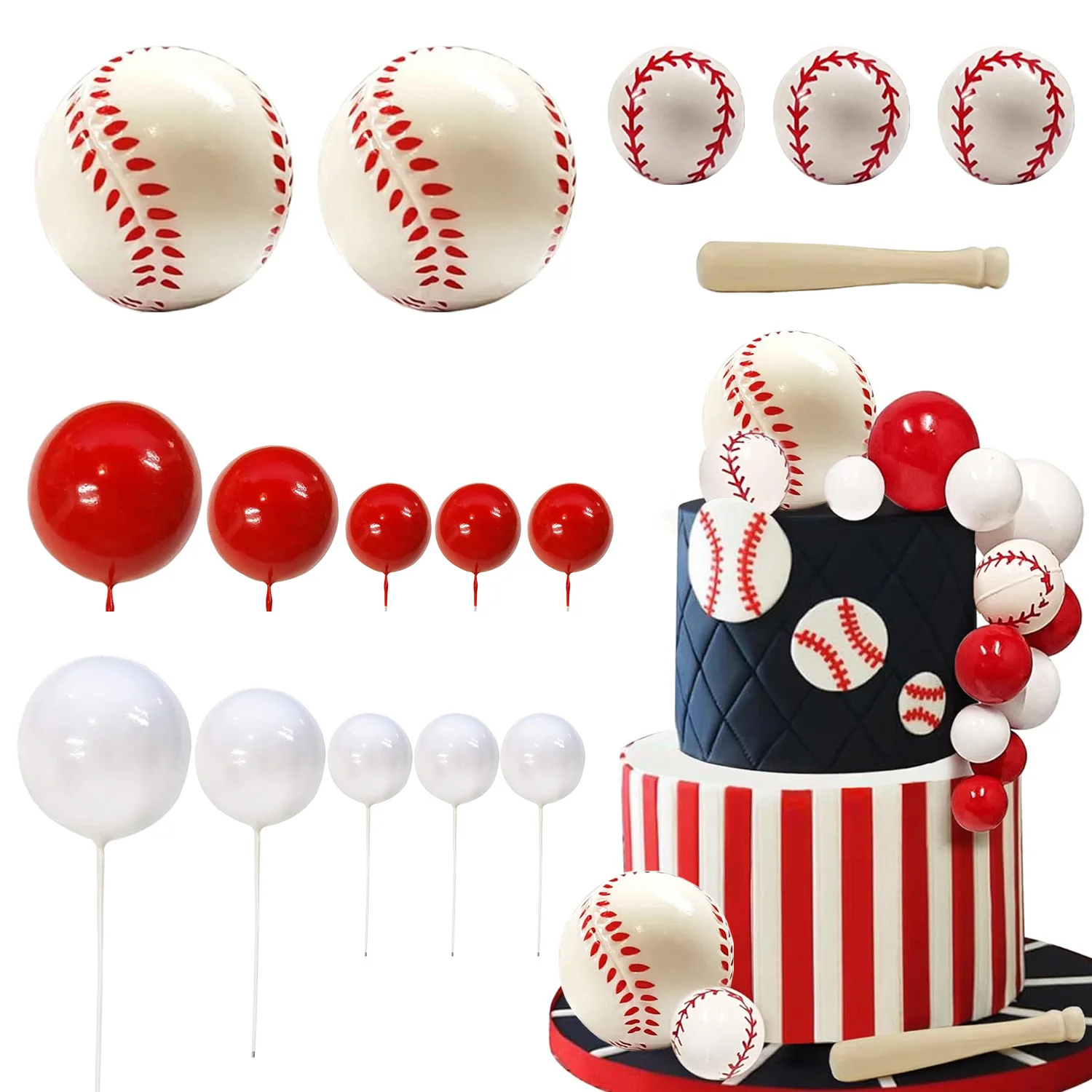 Sport Theme Baby Shower Baseball Cake Decorations Baseball Cake Topper Supplies  For Boys Men