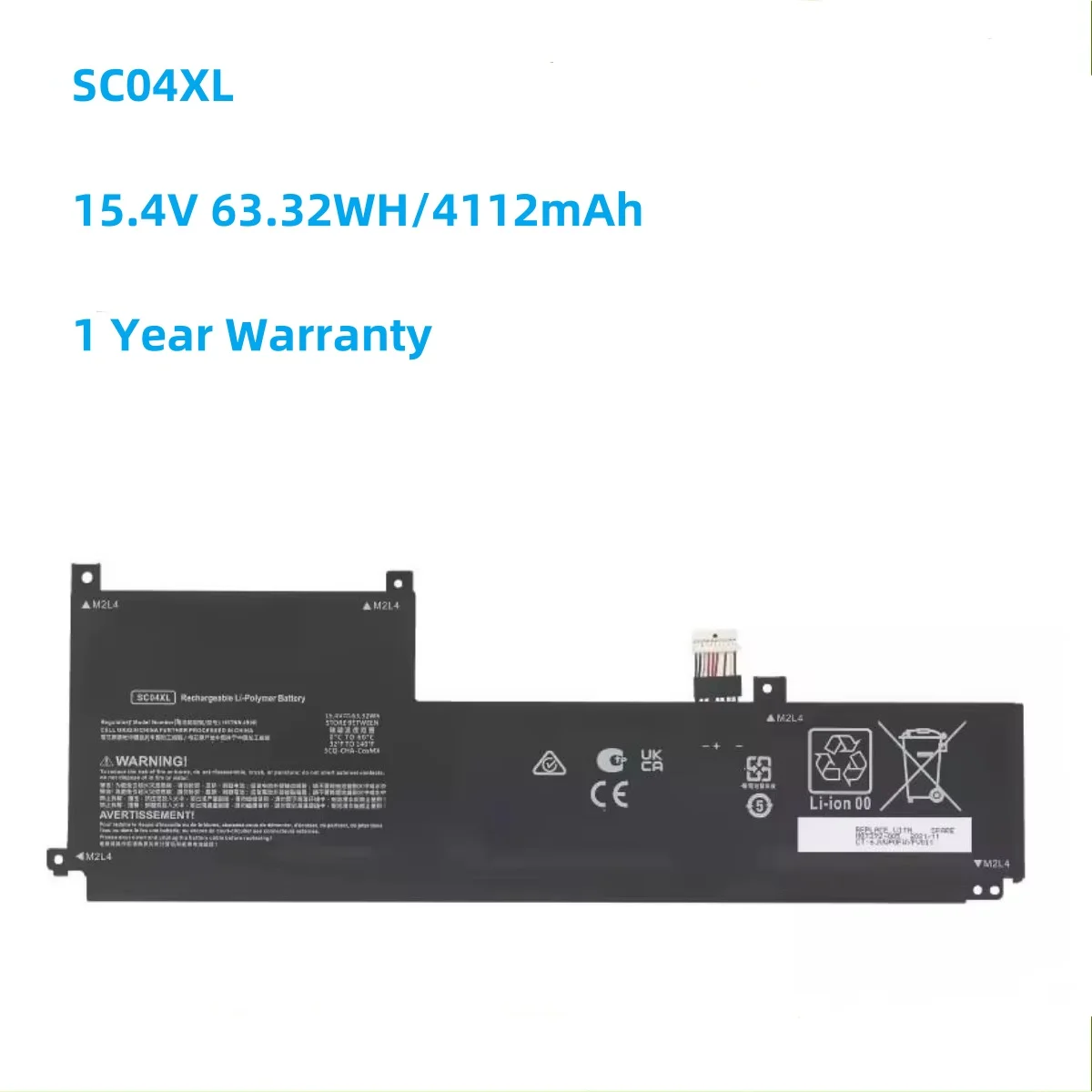 

SC04XL 15.4V 63.32Wh Laptop Battery for HP Envy 14-EB0376NG Series HSTNN-IB9R M07392-005 M08254-1C1 SC04063XL