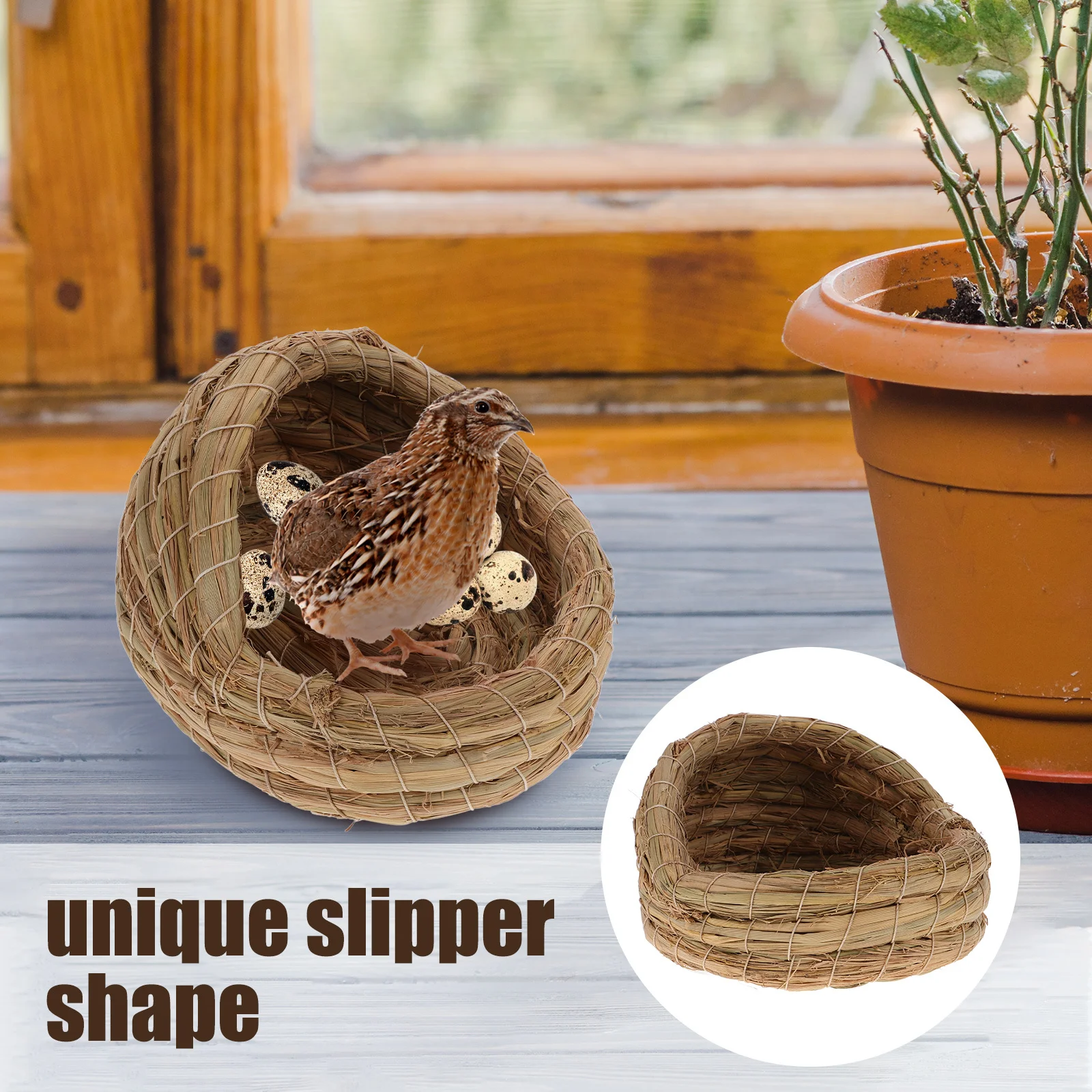

2Pcs Straw Woven Chicken Nest Slippers Laying House Cozy Sleeping Bed for Hens Small Pets Comfortable Hut Woven Chicken Nest
