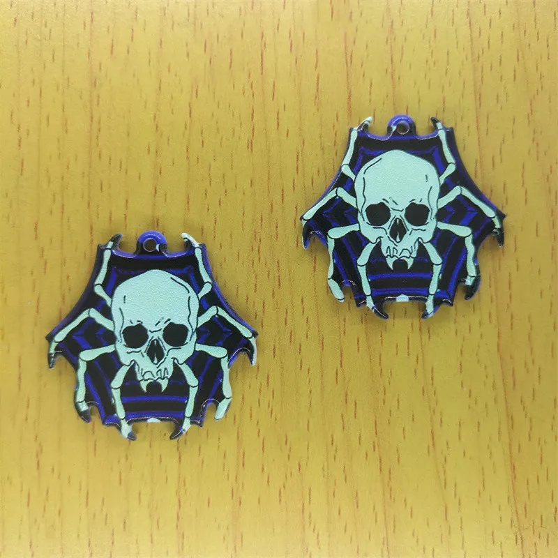 

10pcs Acrylic Skull Charms Cartoon Spider Skeleton Charm Pendant DIY Earrings Necklaces Key Chain Jewelry Making Accessories