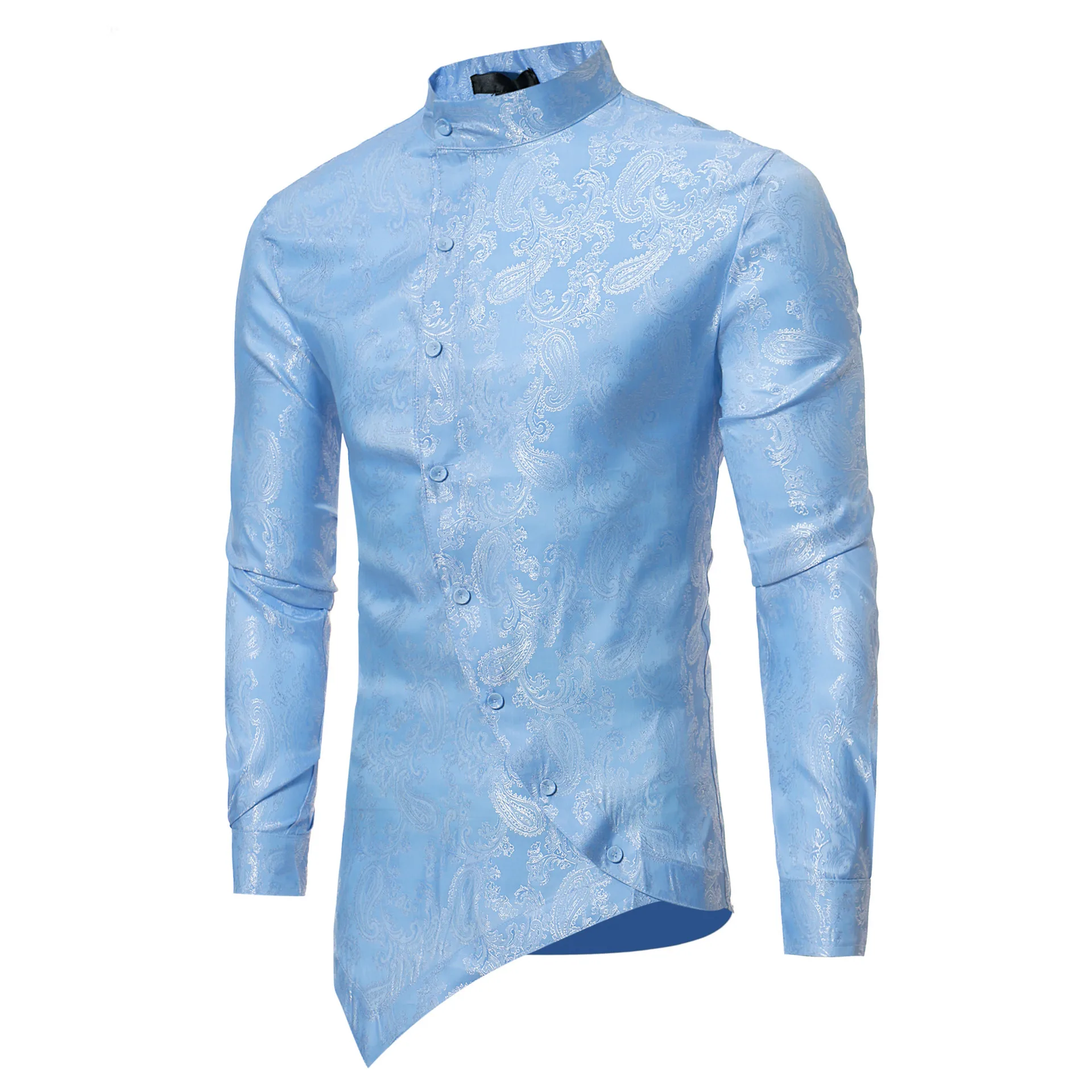 2023 New Men\'s Long Sleeve Shirt Slim Designer Personality Cute Luxury Prom Wedding Dress Top Undercoat