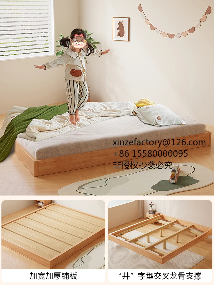 

Factory Direct 2026 Top RatedMontessori platform bed children's all solid wood girl tatami no bedside bedroom little boy suspe