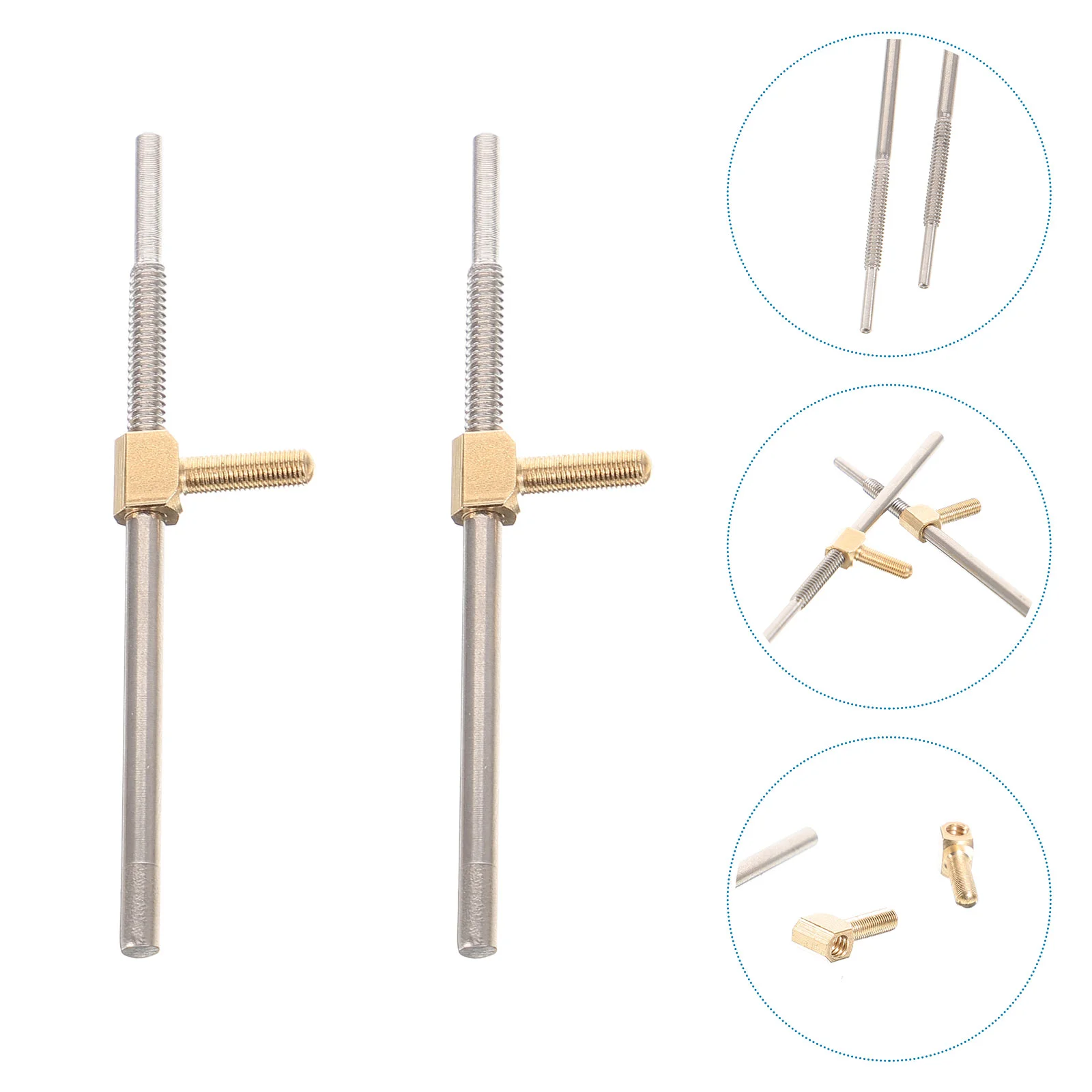 

2 Pcs Violin Screw Rod Professional Bow Cello Parts Frog Accessories String Instrument Viola Metal Fittings