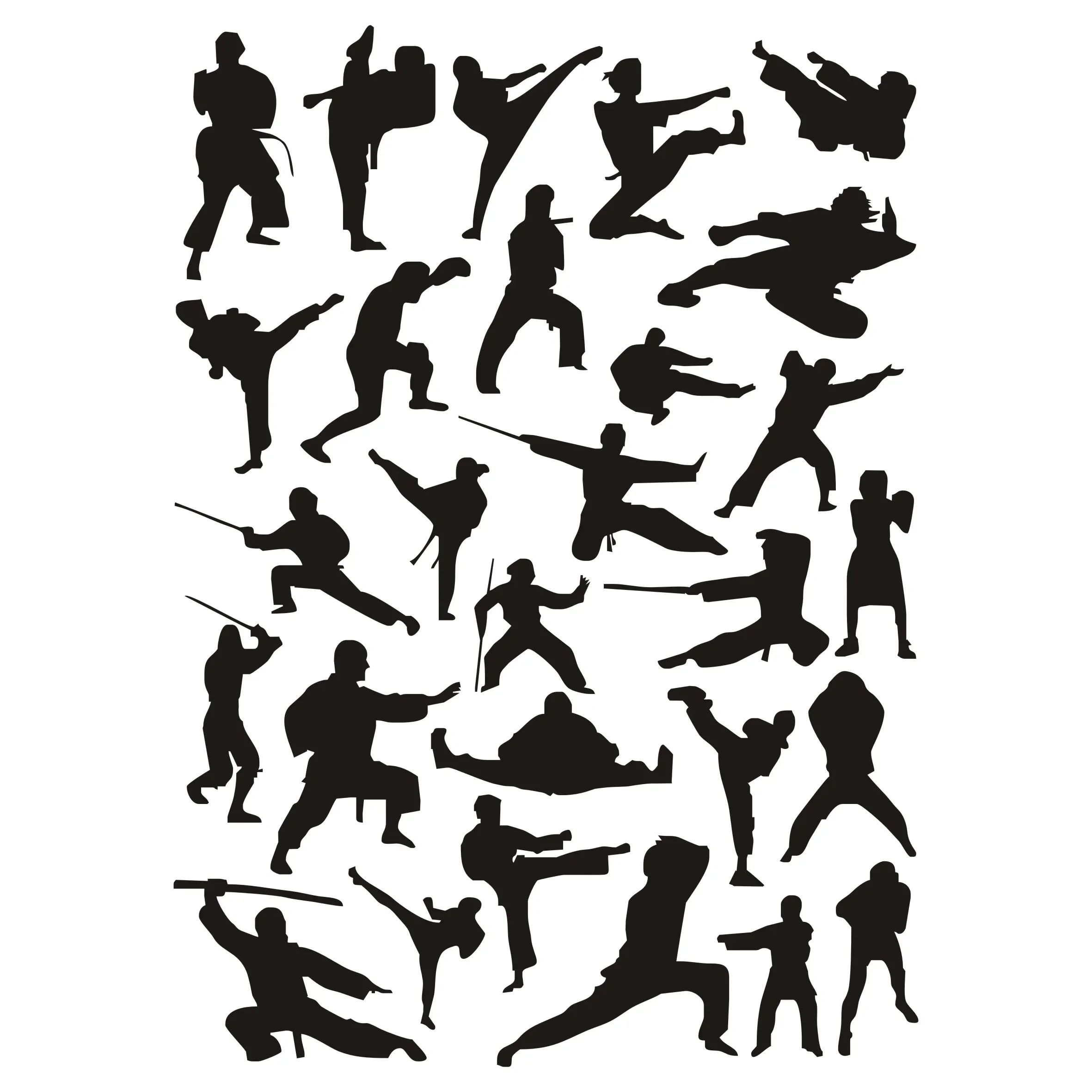 Car Stickers Kung Fu Kid Silhouette Martial Arts Fighting Character Stickers Car Stickers Exterior Accessories Supplies Cars