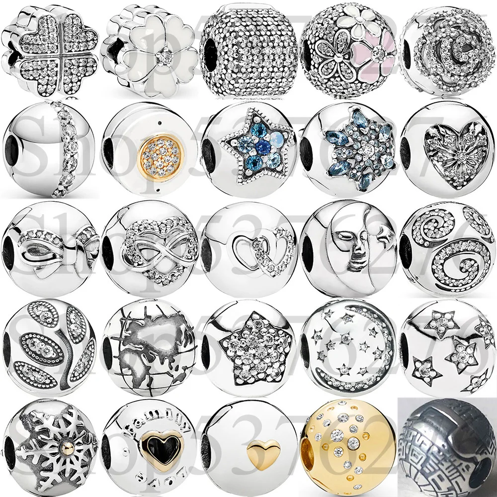 

925 Silver Bead Signature Twinkling Night Primrose Poetic Blooms Clip Charm For Fashion Women Bracelet Bangle Gift DIY Jewelry
