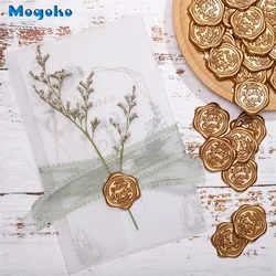 Mogoko New Wax Seal Sticker Envelope Seal Stickers Envelope Seals Self Adhesive Bronzed Gold Stickers for Wedding Party Birthday