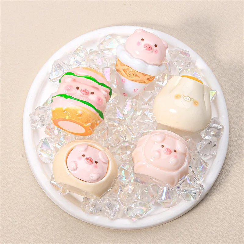 Nettes Schwein Snack Bar Mini Figur Set Desktop Niedliche Cartoon Dekorative Ornament Harz Zubehör