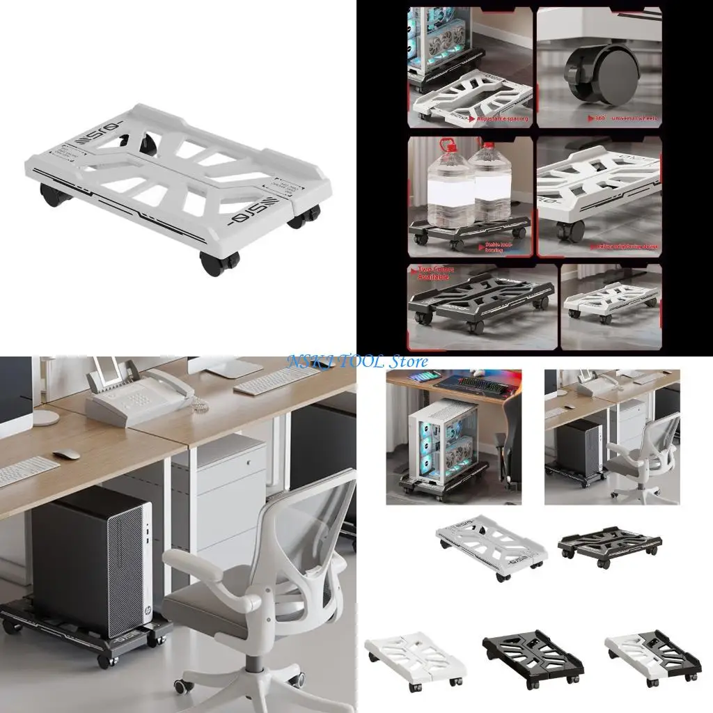 L8RC Ventilated Under Desk CPU Holder Adjustable Mobile CPU Stand Computer Tower Stand with 4 Casters Wheel Enduring