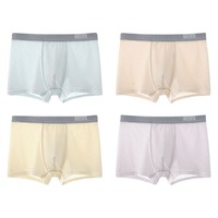 4Pcs Comfortable Thin Ice Silk Boxer Briefs Seamless Mid Waist Ice Silk Boxers Lingerie Teenager Underwear for Men Men