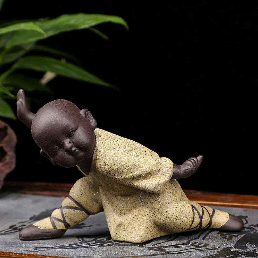 

1Pcs Purple Sands Ceramic Monk Statue Tea Pet Decorative Ornament Home Desk Table Arrangement Monk Statue Tea Pet