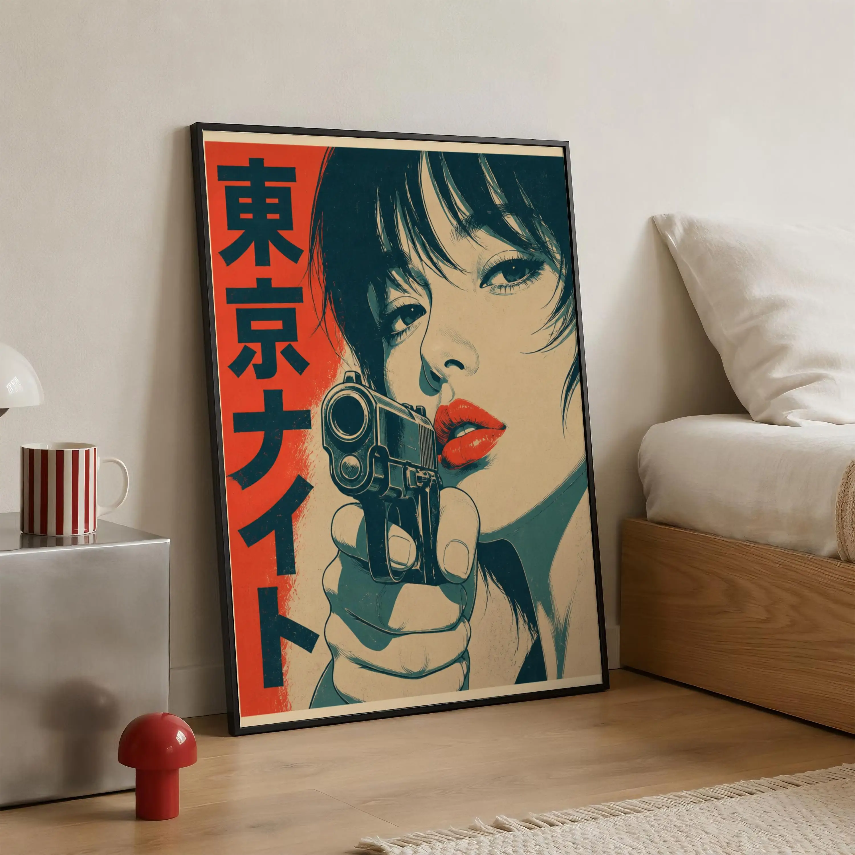 ヴィンテージ風の日本の少女がタバコを吸っているポップアートポ - Japanese Tokyo Lifestyle のレビューと価格