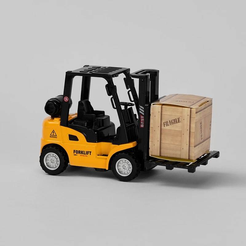 1:32 model mainan mobil mainan ekskavator, mobil mainan konstruksi Die-Cast Model gesekan Forklift