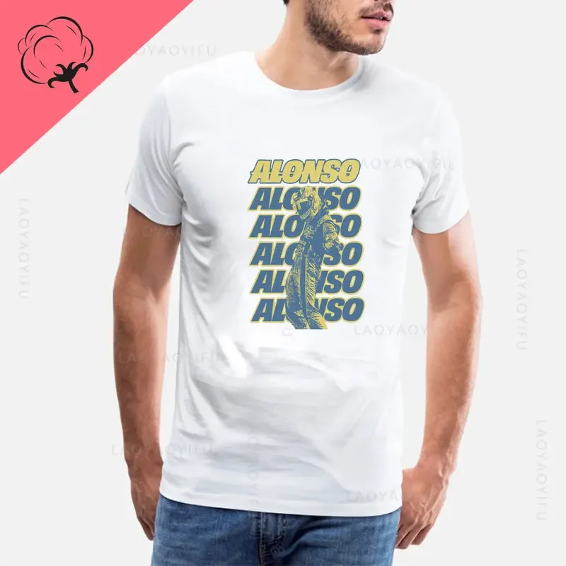 Formula 1 Fernando Alonso Deckchair Cutout 100%Cotton T Shirt Summer Hot Sale O-neck Print Street Fashion Short-sleev Tops Tees