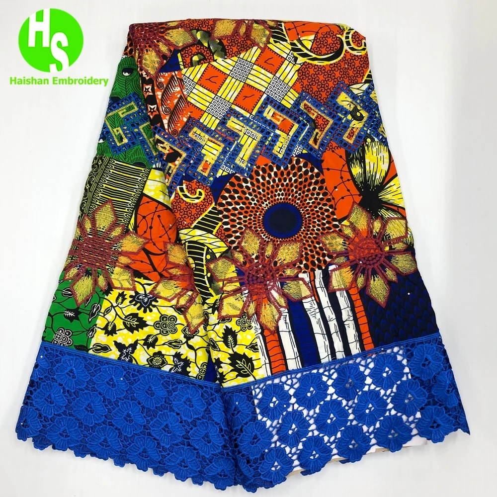 Latest 5 Yards Ankara Wax Lace Fabric 2023 Hight Qualiy African Wax Embroidery Fabric For Woman Party Dresses Material