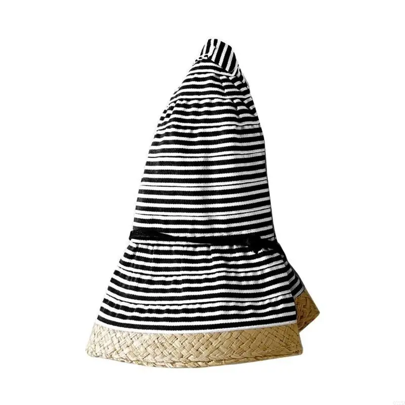 

Q22D Kids Raffia Straw Hat Breathable & Foldable Sun Hat with Strap Kids Bucket Hat