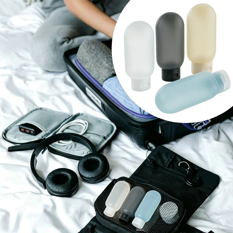 4PCS 60ml Leak-proof Travel Bottle Travel Portable Hose Lotion Squeeze Bottle Facial Cleanser Shampoo Shower Gel Empty Bottle