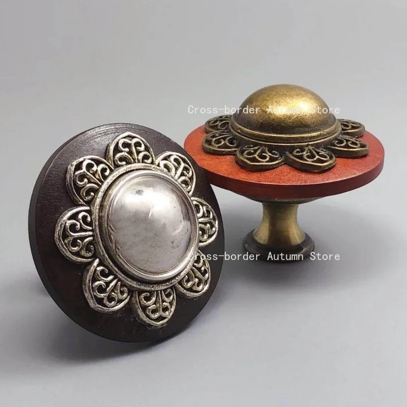 Cabinet door handle, retro and elegant pastoral trench coat cabinet, drawer surface-mounted single-hole alloy wood handle