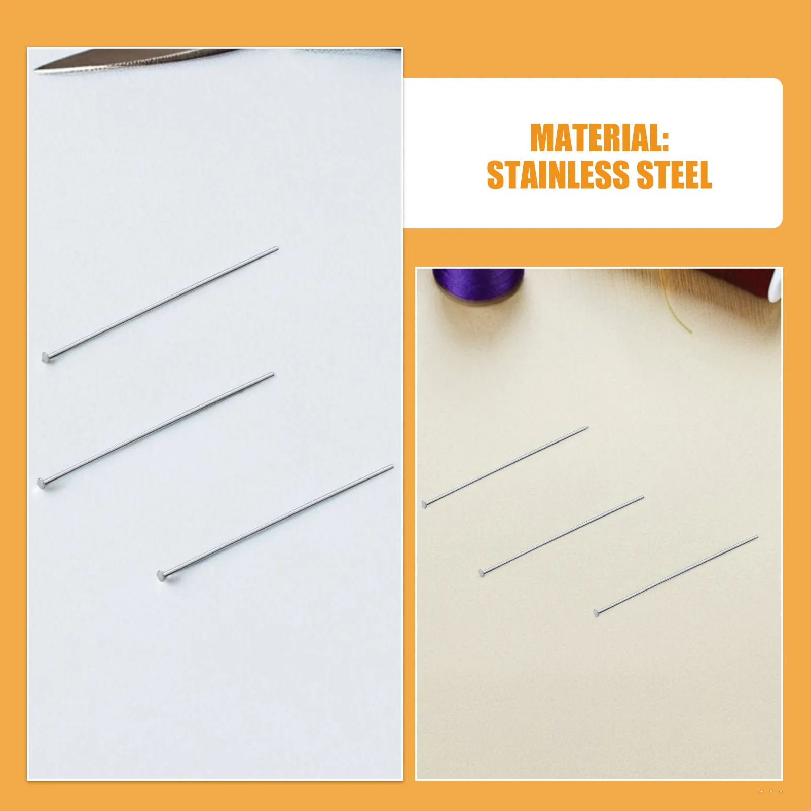 300Pcs Stainless Steel Flat Head Jewelry Making Headpins Round End Beading Pins DIY Crafts Earrings Bracelets Accessories - view 3