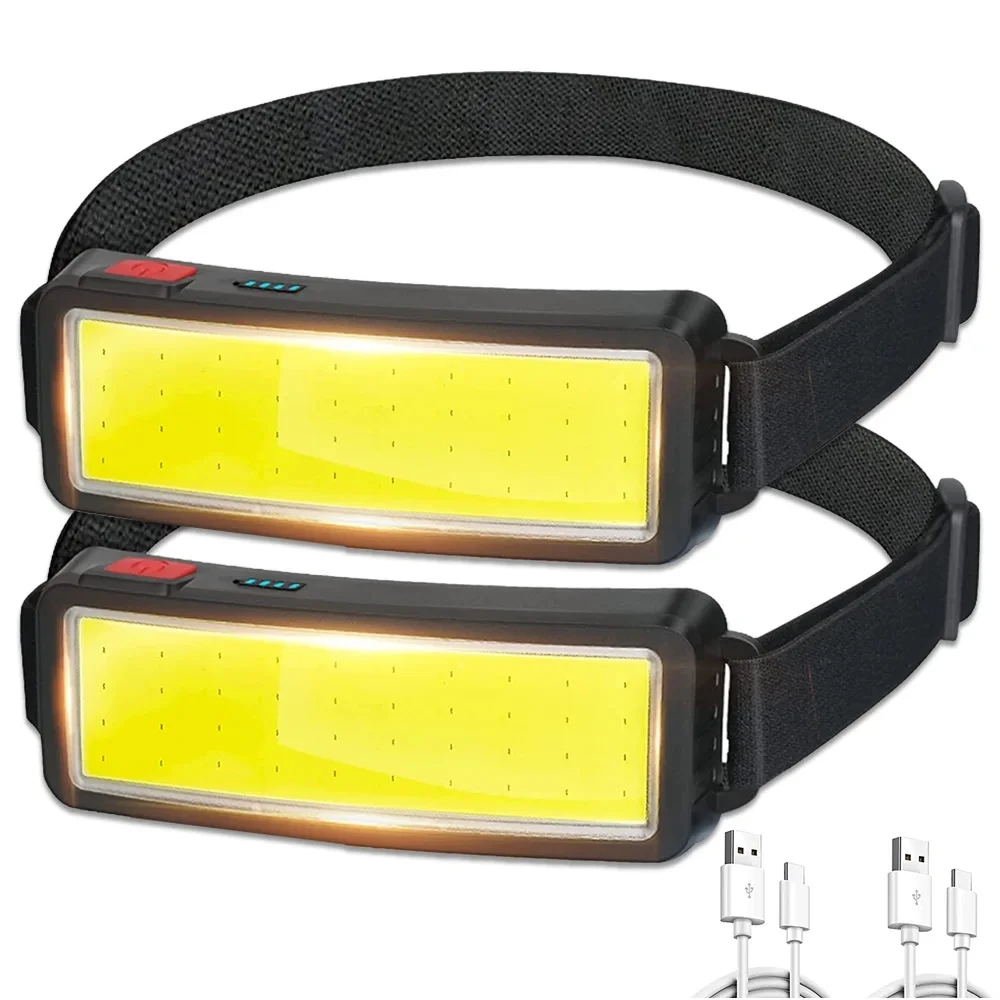 Powerful COB Headlamp Built in Battery Type-c Rechargeable Head Flashlight Outdoor Camping Fishing Waterproof Headlight