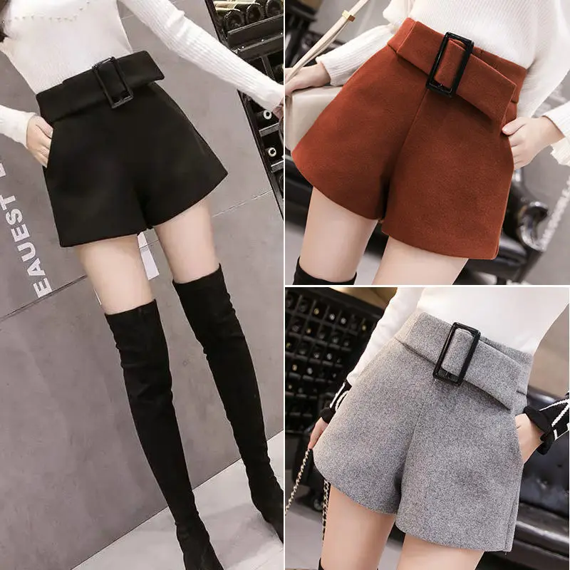 Women Shorts A-line High Waist Short Femme Chic Office Lady Shorts With Belted Vintage Trousers For Women 2024 Summer LX498