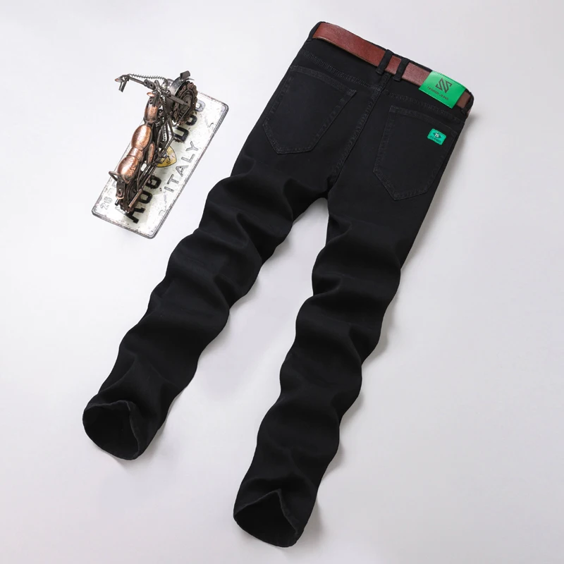 Men\'s Black  Casual Slim Jeans Soft Cozy Stretch Denim Trousers High Quality Clothing Classic Fashion Straight Male Pant