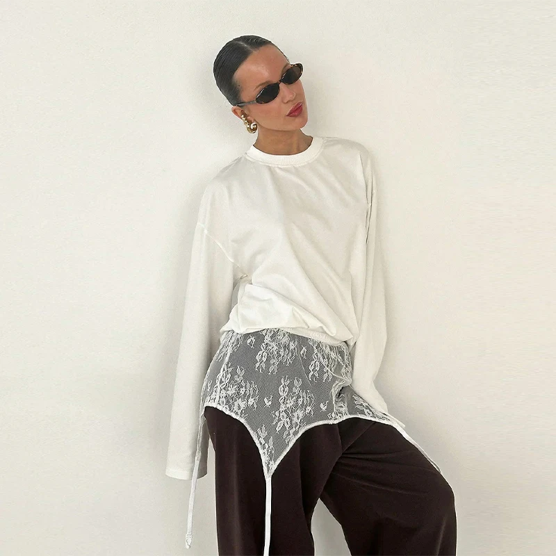 Modischer Spitzenrock für Damen, Kurzer Schwarzer Rock mit Hoher Taille, Transparenter Loser Rock, Frühjahr/Sommer 2026 Streetwear Damenröcke – Detail 4