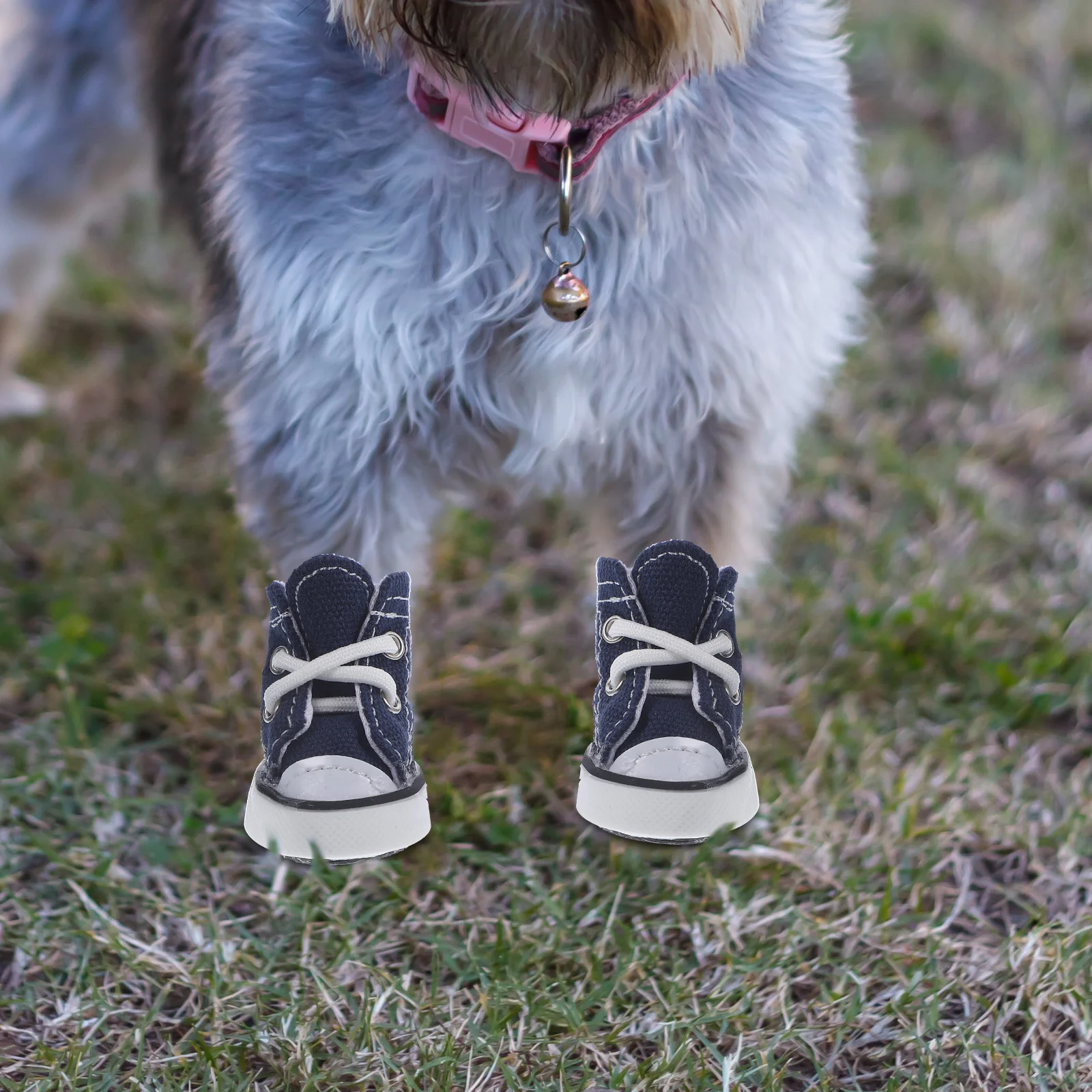 

4Pcs Denim Stars Pet Dog Puppy Casual Shoes Sneakers Boots Size Xs Blue Non-Slip Lace-Up Outdoor Walking Running