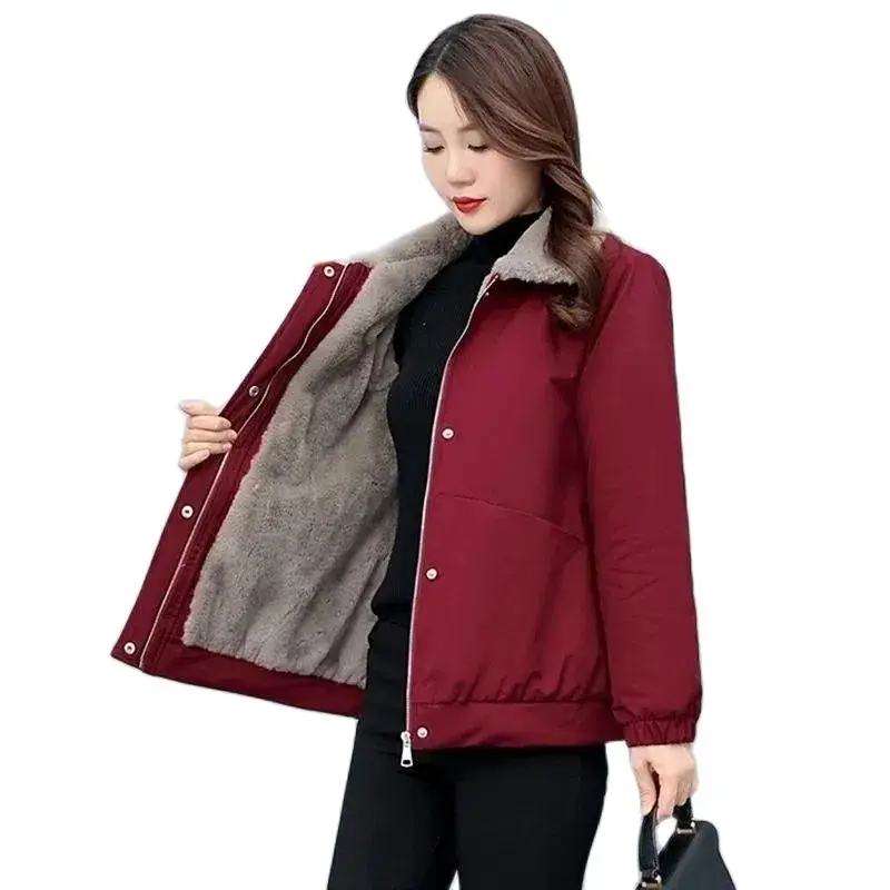 

Add Velvet Padded Warm Cotton-Padded Casual Coat 2023 Winter New Slim Joker Fashion Thick Heavy Keep Warm Ladies Jacket