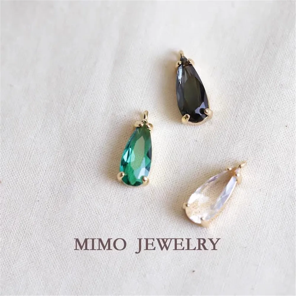 

1PCS 15x7mm Copper-plated Real Gold Edge-wrapped Rare Earth Glass Teardrop-shaped Pendant Hanger DIY Jewelry Accessory