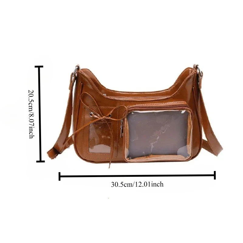 Y2k Harajuku حقيبة كتف المرأة الكورية شفافة حقيبة مدرسية حقيبة كروسبودي الإناث اليابانية مصمم حقيبة يد محفظة