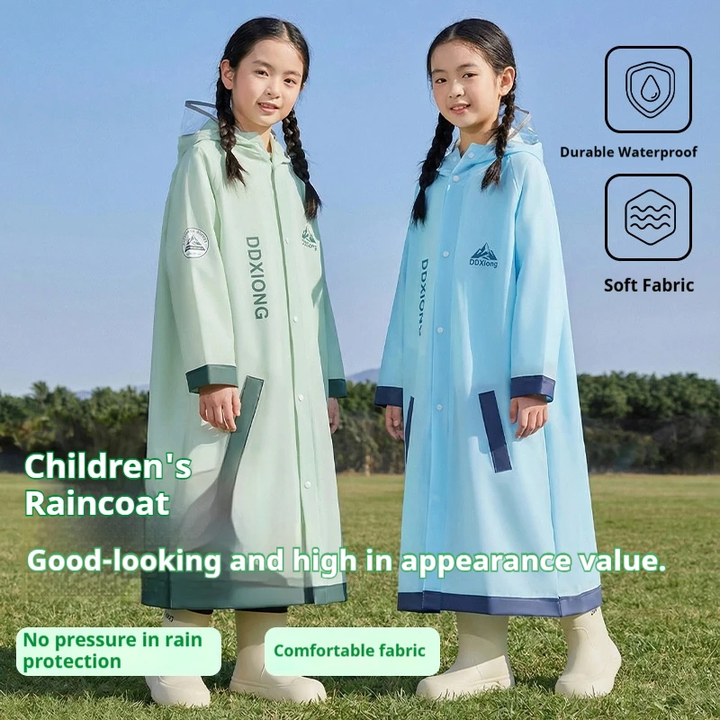 Children's Thick Outdoor Raincoat with Backpack Space Full Body Rainproof School Raincoat for Boys And Girls