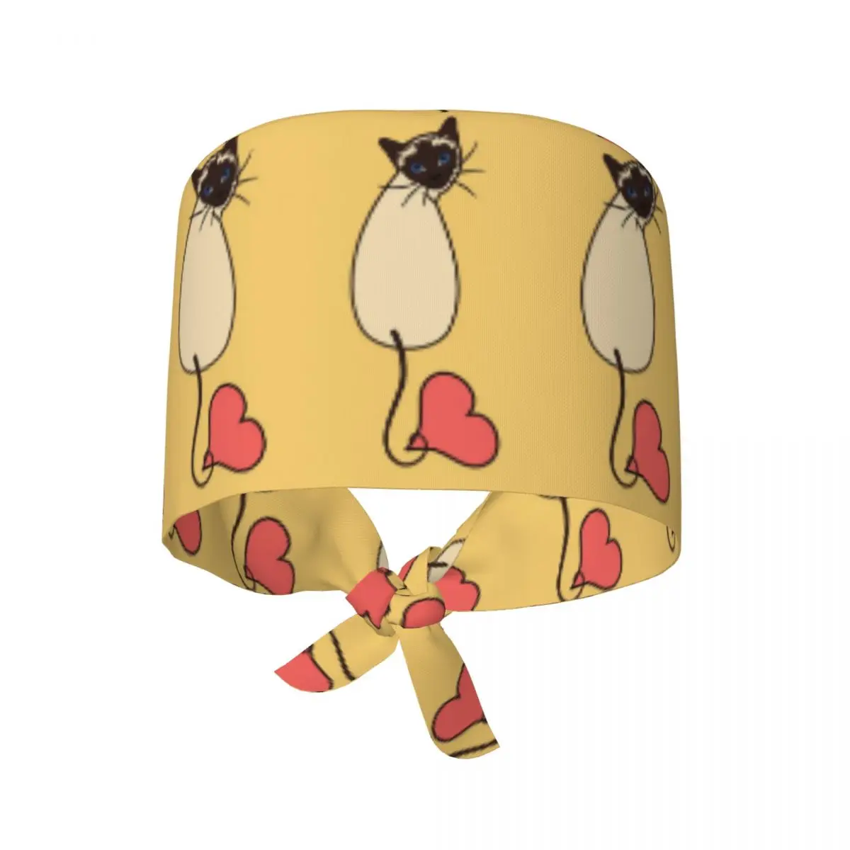 Love Siamese Cat-Yellow Scrub Hat Doctor Working Surgical Cap Unisex Adjustable Nursing Caps for Dentist