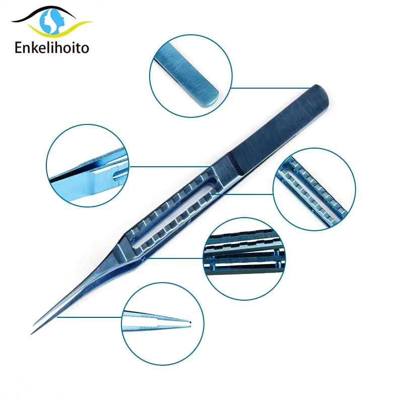 Titanium alloy hair implanted tweezers implanted and transplanted, microscopic instruments, fine straight curved teeth