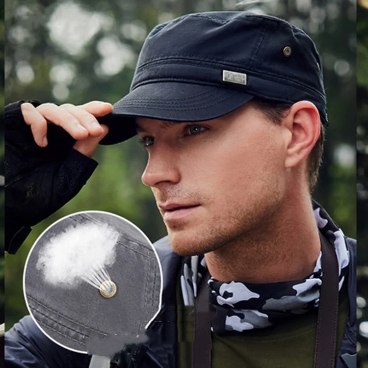 

Summer Flat Top Hat Men'S Soft cotton Visor Hats Vintage Breathable Baseball Cap Outdoor Casual Peaked Hat Commuter Sunshade Hat